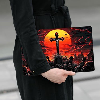 Laptop Skin Sticker Decal 12" 13" 13.3" 14" 15" 15.6",Waterproof Scratch Resistant Vinyl,Reusable Easy to Apply,for MacBook HP Dell Notebooks Netbooks Laptop,2 Wrist Pads,Cross Blood Moon - color: Cross Blood Moon