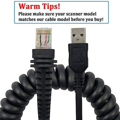 Barcode Scanner 𝐂𝐨𝐢𝐥𝐞𝐝 𝐔𝐒𝐁 𝐂𝐚𝐛𝐥𝐞 USB to RJ45 Cable CBL-500-300-S00 1900GHD 1900GSR 1902GSR 1300G 1450G Barcode Scanner USB Cables for Honeywell (3M / 10FT Coiled USB Port) - size: 10 ft Curly