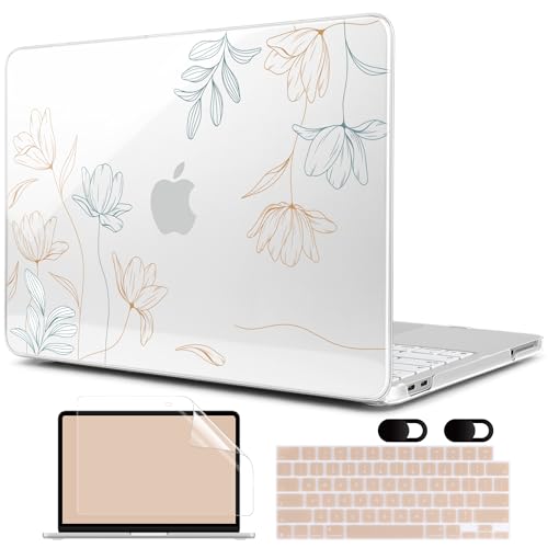 MEEgoodo 4-in-1 Printed Case for MacBook Neo 13 inch 2026 Release Model A3404, Laptop Hard Shell Cases with Keyboard Skin & Screen Protector & Webcam Covers, Engraving Floral - color: Engraving Floral