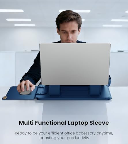 Nillkin 16 inch Laptop Sleeve with Stand (4-in-1), 2 Stand Modes, Mouse Pad | Magnetic Handle | MacBook Sleeve | Slim Laptop Case 16 inch for Samsung/Surface/HP/Chromebook/Dell/Lenovo/Asus 13-16'', Blue - color: Blue, size: 13-16 inch