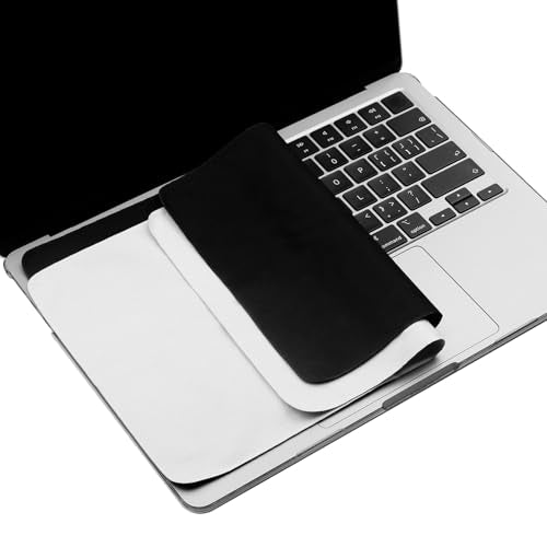 2 Pack Microfiber Liner Cleaning Cloth 13" with Screen Keyboard Imprint Protection, Laptop Keyboard Protector Compatible with MacBook Neo/Pro/Air 13" and MacBook Pro 14"-(Grey+Black) - color: Grey+black（2 Pack）, size: 11.4" x 7.7"