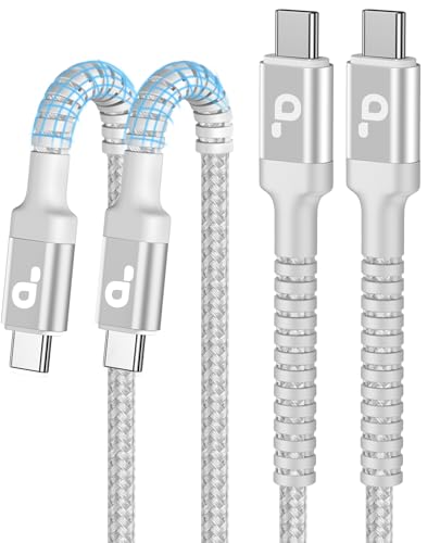 USB C to C Cable 3A Fast Charging [2 Pack, 6FT] USB Type C Cable Upgraded | Extra Durable Braided USBC Cord iPhone USB C Charger for iPhone 17/16/15/Pro Max/Samsung Galaxy S23/LG and More-Silver - color: Silver, size: 6FT, style: USB C to USB C