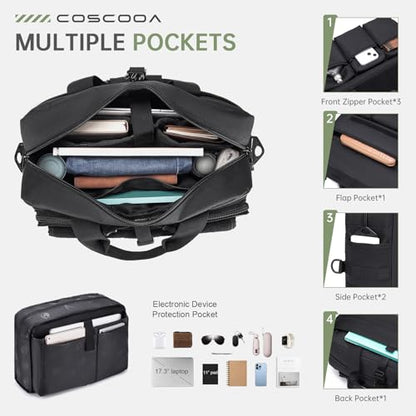 Large Tactical Laptop Bag for Men, Military 17.3 Inch Computer Bag Briefcase with Passport Wallet, Carry on Messenger Bag - color: Black