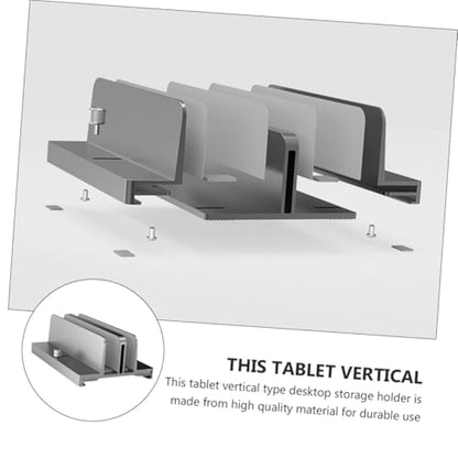Toddmomy Aluminum Alloy Adjustable Laptop Vertical Stand with Dual Slots Gray Notebook Mount Base for Desk Tablet Vertical Holder Compatible with MacBook