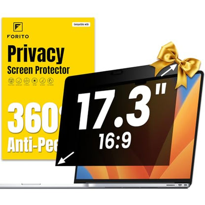 F FORITO 17.3 Inch 16:9 360° Laptop Privacy Screen Protector, Anti Peeping and Anti Glare Laptop Privacy Shield, Reduce Eye Strain & Eye Protection - size: 17 Inch Computer with 16:9 Aspect Ratio