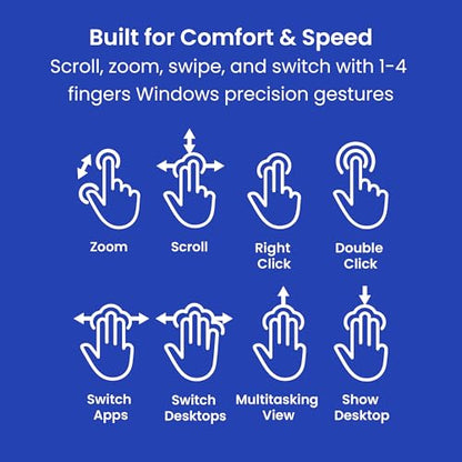Contour Touch: Wireless Bluetooth Ergonomic Touchpad for Windows 10 & 11, Multi Touch & High Precision Glass Trackpad, Click Anywhere, 4 Programmable Shortcut Keys, Full Size Wrist Rest | Contour Touch: Wireless Bluetooth Ergonomic Touchpad for Windows 11