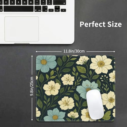 Wildflowers Flowers Leaves Watercolor Gaming Computer Keyboard Cute Mouse Pad with Anti-fray Stitching, Premium-Textured Alfombrilla para Mouse with Non-Slip Rubber Base, 10 x 12 inch - color: Wildflowers Flowers Leaves Watercolor