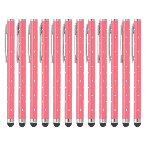 PATIKIL Stylus Pens for Touch Screens, 12 Pcs High Precision Universal Bling Stylus Crystal Metal Capacitive Pen for Touch Screen Devices Phone Tablets Laptop, Pink - color: Pink
