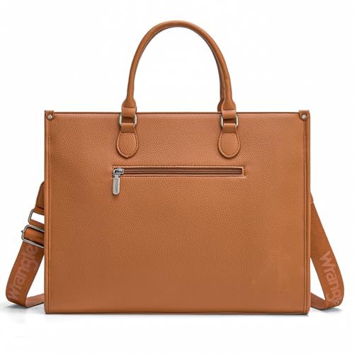 Wrangler Laptop Tote Bag for Women Western Style Work Crossbody Bag - color: Cow-brown