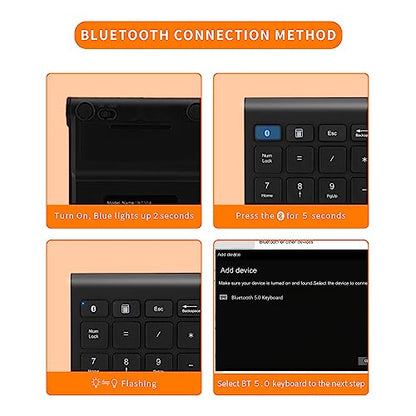 Gugxiom Bluetooth Number Pad,22 Keys Portable Mini Financial Accounting Numeric Keypad，Bluetooth 5.0 10 Key Numeric Keypad for Laptop/Desktop/PC/Notebook(Black) - color: Black