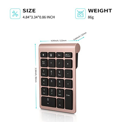 Gugxiom Bluetooth Number Pad,Bluetooth 5.0 Number Pad with Shortcut Keys,22 Keys Portable Financial Accounting Extensions 10 Keys for Laptop Desktop, PC, Pad,Notebook (Gold) - color: Rose Gold