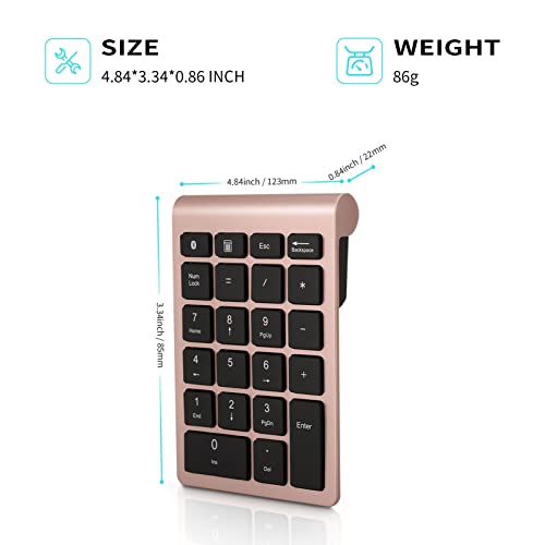 Gugxiom Bluetooth Number Pad,Bluetooth 5.0 Number Pad with Shortcut Keys,22 Keys Portable Financial Accounting Extensions 10 Keys for Laptop Desktop, PC, Pad,Notebook (Gold) | With Shortcut Key,Portable Financial Accounting Extensions 10 Keys for Laptop D