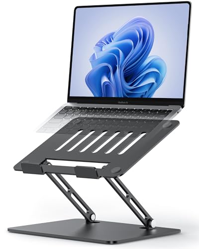 LOXP Adjustable Laptop Stand for Desk, Aluminum Computer Stand | Aluminum Ventilated Colling Laptop Riser Holder Mount Compatible with MacBook Pro Air, HP, Dell 10-15.6" All Laptops