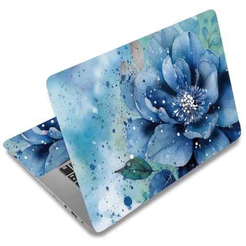 SUPERDANT Laptop Skin Sticker Watercolor Blue Flower Laptop Decals Personalized Universal Notebook Computer Wrap Vinyl Skin Stickers Cover Art Decal Removable 12-15.6 Inch Scratch-Resistant Gifts - style: Blue Flower