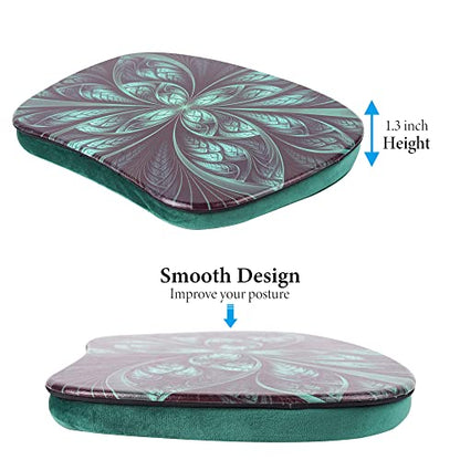 Lap Laptop Desk - Portable Laptop Accessory with Pillow Cushion, Fits up to 15.6 inch Laptop, Media Slot, Micro-bead Cushion - color: 1-green Flower