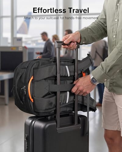 Tolaccea Travel Laptop Backpack 30L Carry On TSA Approved for Commute Trips | 100% RPET Recycled Fabric | EVA-cushioned Laptop Protection | TSA 180° Lay-flat Opening | Reinforced Stability Base Panel - color: Black