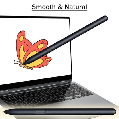Galaxy Book 5 Pro 360 Pen for Samsung Book Pro 5/4 360 S Pen Compatible for Samsung Galaxy Book 5/4 360 Stylus Pen with Pen Nibs Replacement (Black) - color: Black