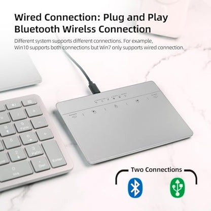 Wired & Wireless Metal Touchpad for PC Computer & Laptop, Rechargeable Trackpad Travel-Friendly Bluetooth & USB Mouse Pad for Windows 7/10/11, Silver - color: Silver