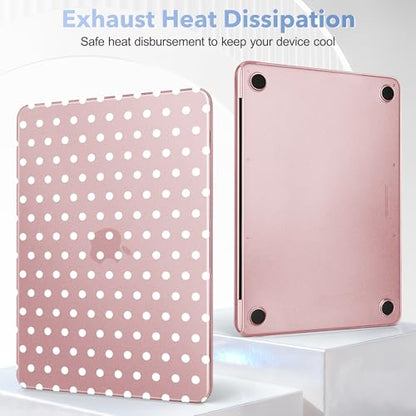 May Chen for MacBook Neo Case 13 inch 2026 | 100% Match Official Color | Pattern Printing, Anti-Crack & Scratch & Fingerprint | Protective Hard Shell Cases Laptop Model A3404, Blush - White Polka dot - color: Blush - White Polka dot