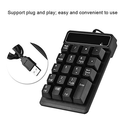 Wired Number Pad, 19 Keys Numeric Keypad with 4.9Ft USB Cable, Plug and Play Portable Financial Accounting Keyboard for Laptop Desktop PC
