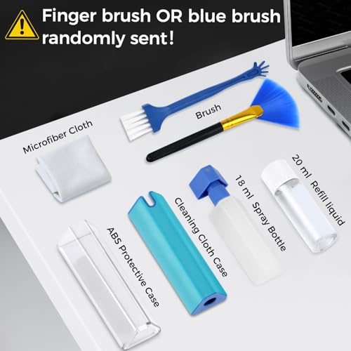 Phone Screen Cleaner Spray,Laptop Touchscreen Mist Cleaning Spray for Monitor Tablet TV Tesla OLED Screen Sunglasses - with 20ml Refill, Brush & Wipe Tool - Blue - color: blue18ml