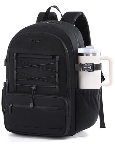 LOVEVOOK Laptop Backpack Purse for Women & Girls, Large Capacity Everyday Casual Daypack with Water Bottle Holder, Lightweight Versatile Backpack for Daily Work, Travel & College, Black - color: Black, size: 17.3inch