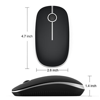 Unipows Wireless Mouse-2.4G Slim Portable Computer Mouse, Black Silver | Nano Receiver, Less Noise Mobile Optical Mice for Notebook, PC, Laptop, Desktop - color: Black and Silver