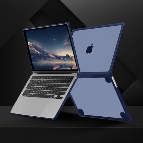 MOSISO Compatible with MacBook Air 13 inch Case M5 2026 M4 M3 M2 2025-2022 | A3449 A3240 A3113 A2681, 3 in 1 Kit Crack-Resistant Heavy Duty Protective Hard Shell Case Cover with TPU Bumper, Navy Blue - color: Navy Blue