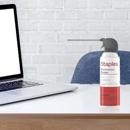 Staples Compressed Air Duster – 10 oz. Can for Electronics, Keyboards & Office Devices | Blasts away dust and debris from laptops, vents, and hard-to-reach office equipment.