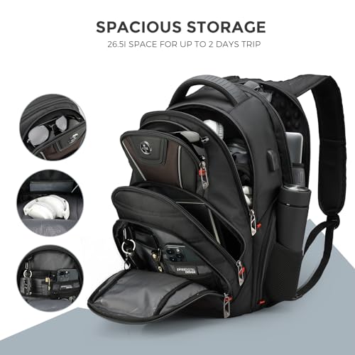 Swissdigital Design Men's Laptop Backpack for Women, Large Capacity Business Travel Bag Black/Brown | J14-32 - color: Black/Brown