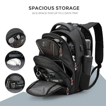 Swissdigital Design Men's Laptop Backpack for Women, Large Capacity Business Travel Bag Black/Brown | J14-32 - color: Black/Brown