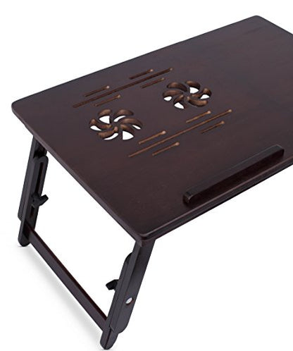 Bamboo Ventilation Lap Tray with Adjustable Legs (Walnut)