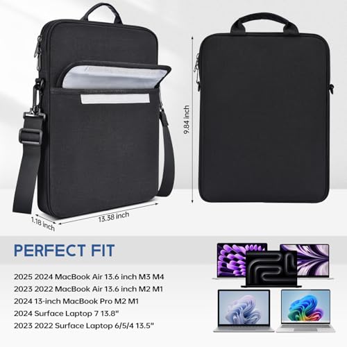 13 inch Laptop Sleeve Case Shoulder Bag for 2026 MacBook Air 13.6 in M4 M3 M2, Neo 13-inch Padded Shockproof Accessory Pocket