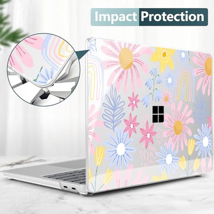 Batianda Case for Microsoft Surface Laptop 13 inch 2025 2026, Retro Rainbow | Fits Model 2095, Artistic Patterns Ultra-Slim Lightweight Scratch-Resistant Hard Shell with Professional Protection - color: Sunflower