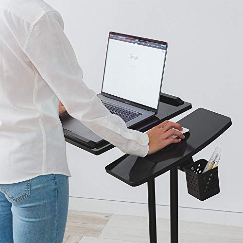 Adjustable Laptop Desk with Wheels, Black | Laptop Cart, Over Bed, Bed Side Table, Tiltable Table and Laptop Stand - color: Black
