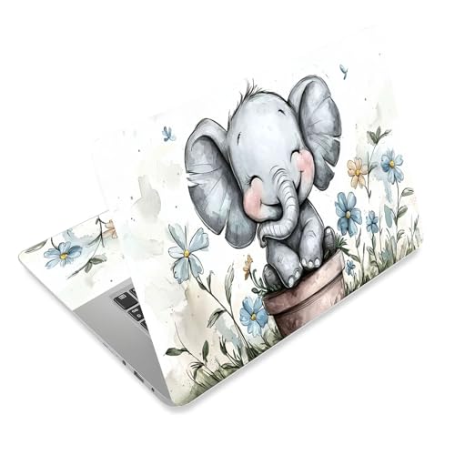 Laptop Skin Sticker Decal for 12 13 13.3 14 15 15.6 in, Universal Vinyl Waterresistant Protector Cover for Notebook PC Netbook, Computer Decor for Women Girls Cute Elephant - color: Cute Elephant