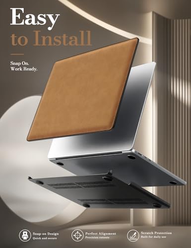iCasso Compatible with Mac BookAir 13 case 2026 2025 2024 2023 2022 A3449 A3240 A3113 A2681, Leather Mac Book case & Keyboard Cover&Screen Film for MacBook air 13 inch M5 M4 M3 M2,Brown - color: Brown Leather