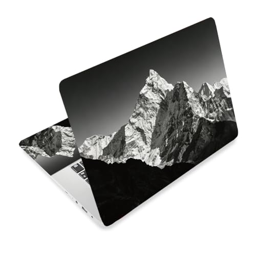 3Pcs Mountains Laptop Skin Sticker Snow-Capped Scenery Universal Removable Vinyl Stickers Fits for 12.1 13 14 15.6 16 Inch Waterproof Notebook Decal Cover Gift - color: Black and Silver