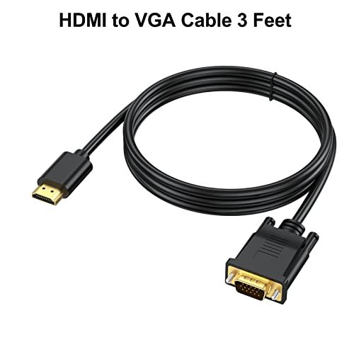 HDMI to VGA Cable 5-Pack 3.3 Feet,1080P HD | HDMI to VGA Cord (Male to Male)Video Cable for Computer, Desktop, Laptop, PC, Monitor, Projector, HDTV (NOT Bidirectional) - size: 3 Feet, style: 5Pack
