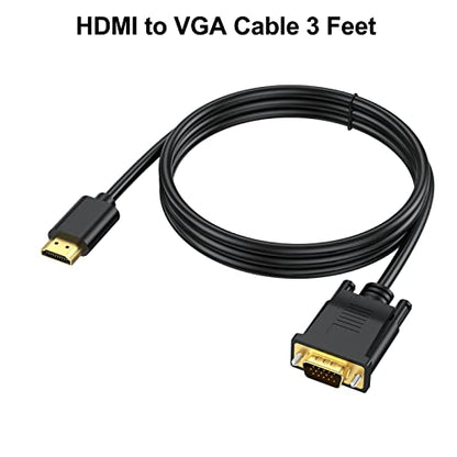 HDMI to VGA Cable 5-Pack 3.3 Feet,1080P HD | HDMI to VGA Cord (Male to Male)Video Cable for Computer, Desktop, Laptop, PC, Monitor, Projector, HDTV (NOT Bidirectional) - size: 3 Feet, style: 5Pack