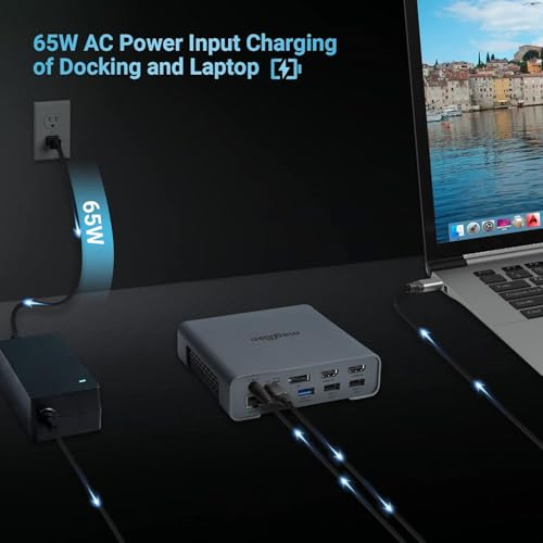 USB C Docking Station Triple Monitor for Full-Featured C Port Laptop 16-in-1 Laptop Docking Station with 5 USB A, 3 USB C, Dual 4K HDMI, 4K DP, 1000Mbps LAN, SD/TF, 3.5mm Audio/Mic, 65W AC Adapter - style: 16 IN 1 DOCK