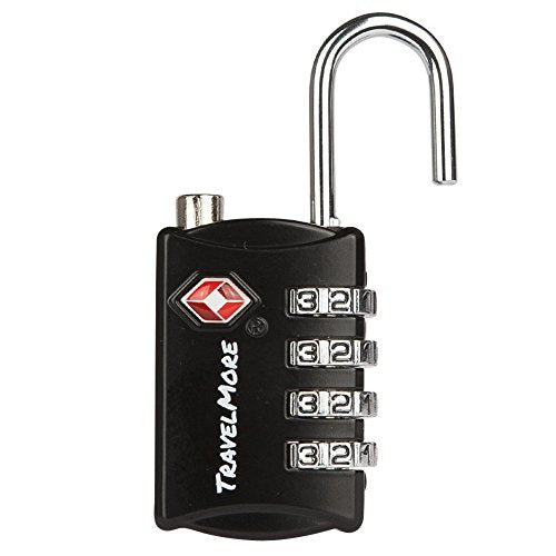 5 Pack TSA Luggage Locks with 4 Digit Combination – Heavy Duty Set Your Own Padlocks for Travel, Baggage, Suitcases & Backpacks - Black - color: Black, size: 5 Pack