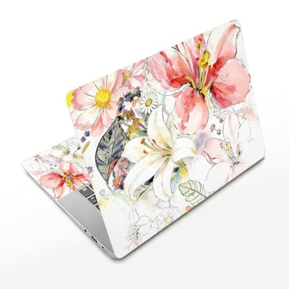 3Pcs Laptop Skin Sticker Decal Flowers PVC Laptop Sticker Fits for 12-16 Inch Notebook Waterproof Scratch Proof Art Paintings Universal Notebook PC Personalized Protector Gift - style: Line art and flowers