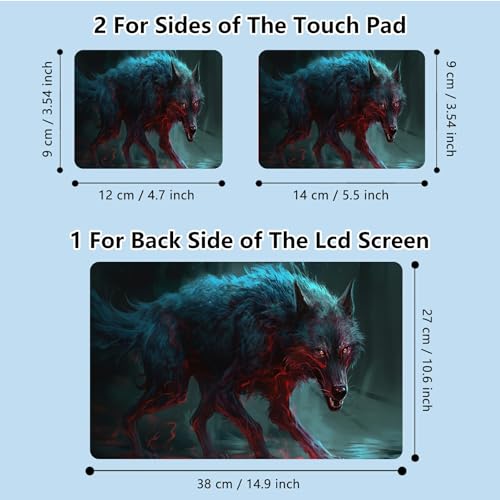Universal Laptop Skin Sticker with 2 Wrist Pad Skins, Waterproof Scratch Resistant Vinyl Laptop Cover Decal, Cut to Fit for 11–15.6 Inch MacBook HP Dell Lenovo, Lightning Wolf - color: Lightning Wolf