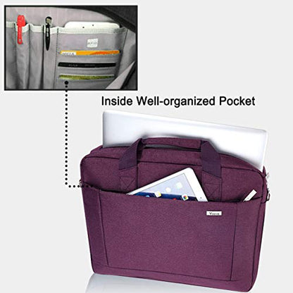 Voova 17.3-17 Inch Laptop Bag, Computer Bag, MacBook Bag, Dark Purple | Expandable splash-proof 17.3-inch laptop messenger bag with removable strap; fits MacBook, HP, Dell, Lenovo and Asus - color: Purple, size: 17-17.3 Inch