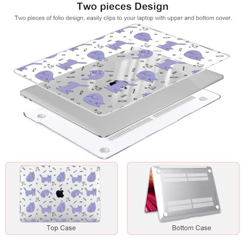 Compatible with 2021 2020 2019 2018 MacBook Air 13 inch Case M1 A2337 A2179 A1932 Touch ID, Crystal Clear Pattern Plastic Hard Shell Case for MacBook Air 13 inch M1 2021, Cute Cat & Fish - color: Cute Cat & Fish