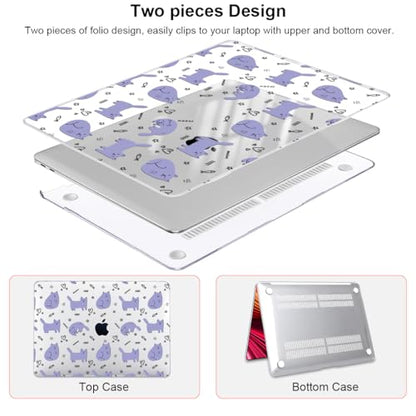 Compatible with 2021 2020 2019 2018 MacBook Air 13 inch Case M1 A2337 A2179 A1932 Touch ID, Crystal Clear Pattern Plastic Hard Shell Case for MacBook Air 13 inch M1 2021, Cute Cat & Fish - color: Cute Cat & Fish