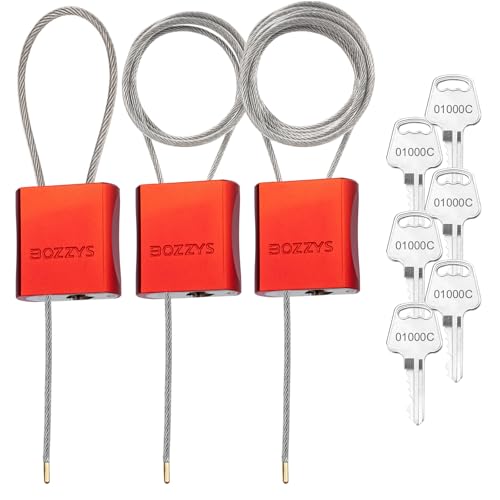 Cable Locks 3-Pack | Keyed Alike Adjustable Cable Lock｜(1.15ft,3.28ft,6.56ft)/Set with 6 Same Keys for Bikes, Gate, Lockers, Gun & Outdoor Gear | Weatherproof & Red - color: red | 3pack(1.15ft,3.28ft,6.56ft)/set-6 same keys | Dia 1/6in(4mm)