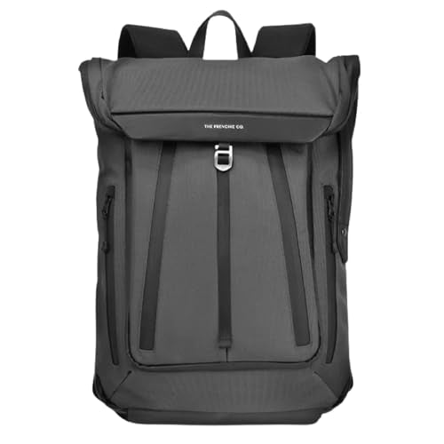 The Frenchie Co. - Work/Travel Speed Backpack - Expandable 23 to 30 liters - Anti-theft magnetic closure - Ballistic nylon with padded laptop compartment and minimalist professional design - color: Grey