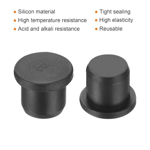 uxcell High Temp Silicone Plug Mount Dia 10.5mm/0.41 inch t Shaped Rubber Stopper Hole Plugs for Powder Coating Plating Waterproof Plugs Sealing Plugs Black Pack of 12(OD 13.5mm) - size: 10.5x13.5mm